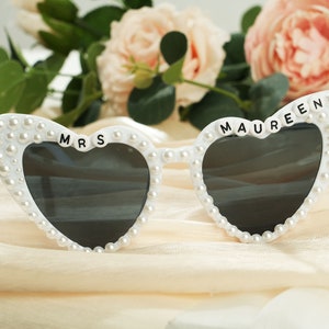 Personalized Pearl Glasses,Wedding Glasses,Bridesmaid Glasses,Bridal Sunglasses,Bachelorette Party,Newlyweds Glasses,Pearl glasses,Glasses zdjęcie 6