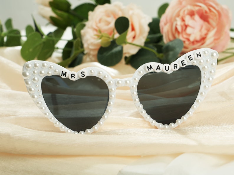 Personalized Pearl Glasses,Wedding Glasses,Bridesmaid Glasses,Bridal Sunglasses,Bachelorette Party,Newlyweds Glasses,Pearl glasses,Glasses zdjęcie 6