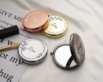 Miroir compact personnalisé,Cadeaux pour la mariée et la demoiselle d'honneur,Miroir compact personnalisé pour fleurs de naissance,Cadeaux pour proposition de demoiselle d'honneur,Cadeau pour maman,Miroir de poche