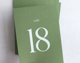 white ink printed table numbers | modern wedding reception, pick your own paper color