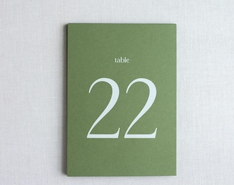 white ink table numbers | modern wedding, double sided, you pick the paper color, 5x7 inches