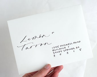 custom hand scripted wedding envelope addressing | signature calligraphy style