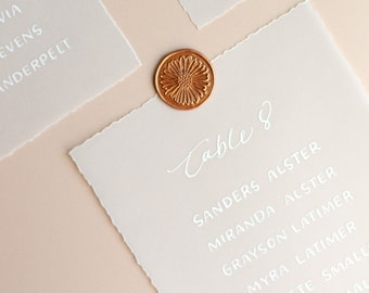 handwritten wedding seating chart cards | torn vellum or cream paper, 5x7, custom sizes available