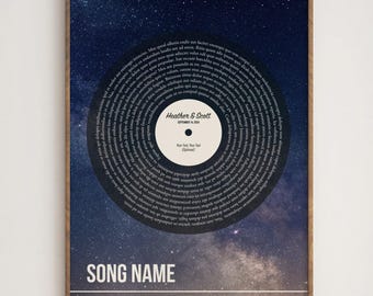 Personalisierte Songtexte Schallplatten Poster - Geschenk zum Jahrestag (Digitaler Download)