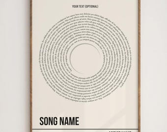 Personalisierte Songtexte Schallplatte Druck - Individuelle Musik Wand Kunst (Digitaler Download)