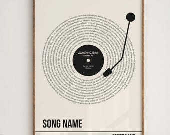 Individueller Songtext Schallplatten Kunstdruck – Individuelles Musikgeschenk (Digitaler Download)