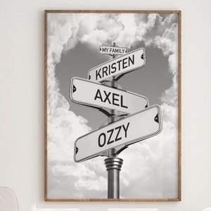 Custom Family Street Sign with Names, Street Sign Multi-Names, Personalized Name Street Sign Wall Art, New Parents Gift, Digital Download