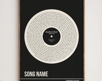 Personalisierte Songtexte Vinyl Print – Geschenk zum Jahrestag (Digitaler Download)