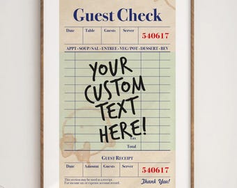 Lustiges Gästecheck Poster - Individuelle Diner Wandkunst (Digitaler Download)
