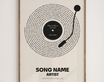 Benutzerdefinierte Songtexte Vinyl-Schallplatte Druck, personalisiertes Musikgeschenk (Digitaler Download)