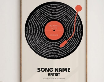 Benutzerdefinierte Songtexte Schallplatte Druck, erster Tanz Kunst (digitaler Download)