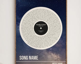 Individuelle Songtexte Schallplatten Print – Personalisierte Musik Kunst (Digitaler Download)