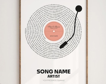 Benutzerdefinierte Songtexte Schallplatte Druck Jubiläum, Geschenk (Digitaler Download)