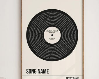 Individueller Songtext Schallplatte Druck – personalisiertes Musikgeschenk (Digitaler Download)