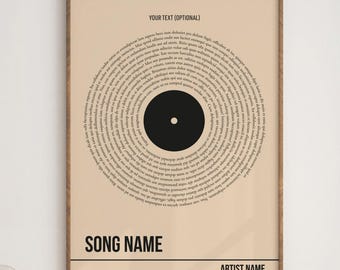 Individuelle Songtexte Schallplatten Print – Geschenk zum Jahrestag (Digitaler Download)