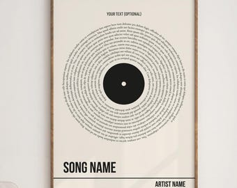 Personalisierter Vinyl Songtext Print, personalisiertes Song Poster Digitaler Download