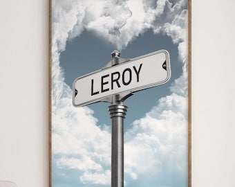 Arte murale personalizzata con cartello stradale - Cartello stradale con nome personalizzato, download digitale, arredamento vintage per la casa