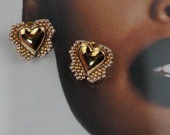 Handmade Heart Stud Earrings – Gold 18K or Silver, Miyuki Beaded, Minimalist Romantic Jewelry, Handmade in France