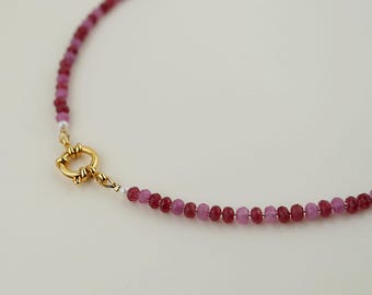 Colorful Jade Choker Necklace – Gemstone Beads, Candy Style, Boho Chic Jewelry, Handmade in France