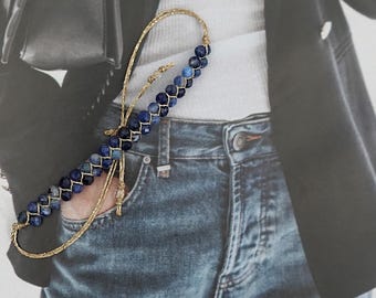 Sodalite Beaded Bracelet for Women – Handmade in France, Adjustable