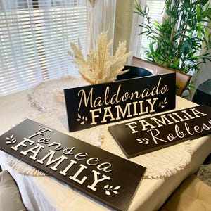 Family Name Sign Home Decor - High Quality Wood - Premium Custom Solid Wood - Family Gift - Anniversary Gift - Wedding gift- W 23 in / H 8in image 6