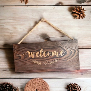 Family Last Name Wooden Sign Personalized Gift Custom Engraved Welcome Sign Rustic Home Decor Housewarming Engagement Wedding Gift Him Her