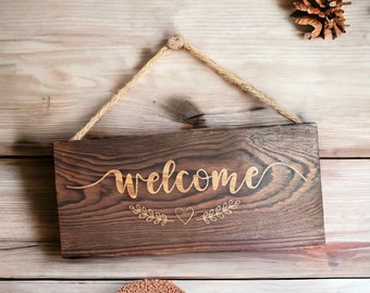 Family Last Name Wooden Sign Personalized Gift Custom Engraved Welcome Sign Rustic Home Decor Housewarming Engagement Wedding Gift Him Her
