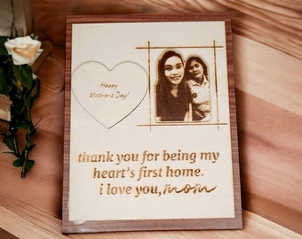 Mother’s Day Gift with Personalized Picture - Engraved on Wood. Perfect gift for mothers, wives, and loved ones.