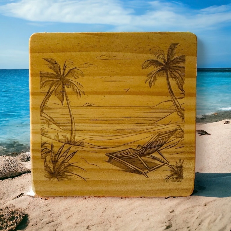 Custom Beach themed coasters, Gift for any family member or for display in your home set of 4 image 2