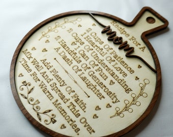 Mother’s Day Gift - Engraved on Wood. Perfect gift for mother, wife or any family member.