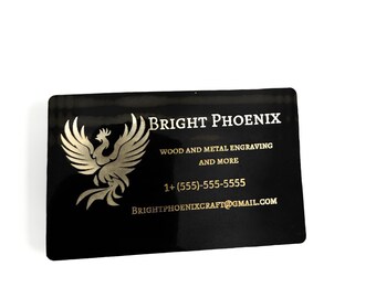 Custom Metal Cards, Laser Engraved, Personalized, Matte Black