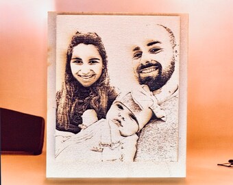 Personal Custom pictures engraved on wood, Perfect gift for mother, wife or any family member.