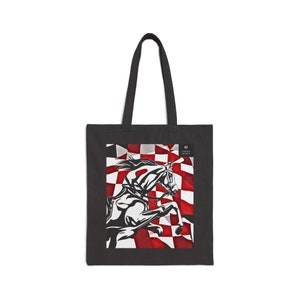 Red Check Equestrian Canvas Tote Bag