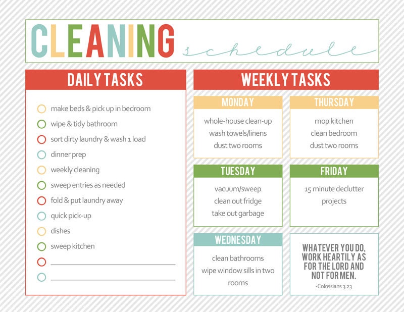 Printable Weekly Cleaning Schedule Editable and INSTANT DOWNLOAD Etsy