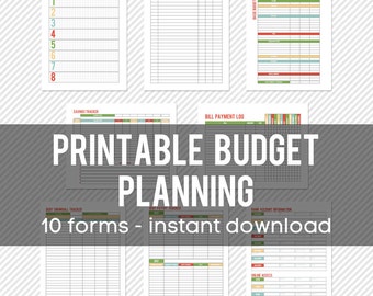 Printable Budget Planning Forms - INSTANT DOWNLOAD