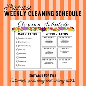 Printable Weekly Cleaning Shedule Floral image 1