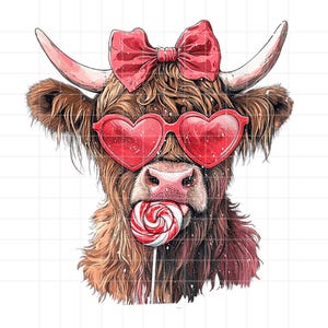 Highland Cow png, Valentine Coquette Png, Valentine&#39;s Day, Retro Valentine Png, Valentine Heart Png, Love Png, Sublimation Designs