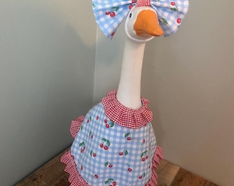 Goose Dress Summer Cherry Gingham Goose Outfit Country Cottage Farmhouse Porch Decor