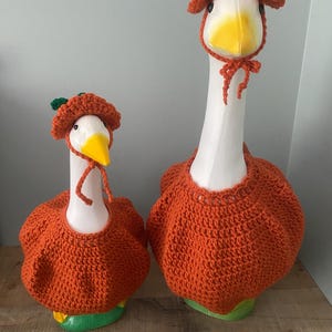 Crochet Pumpkin Goose Outfit, Porch Goose Clothes