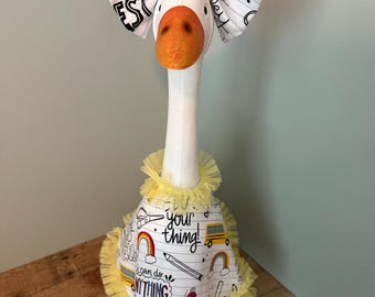 School Positive Affirmations Print Goose Dress and Bow set - School Decor - Porch Decor