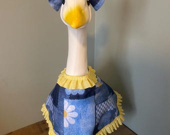 Daisy Denim Porch Goose Dress Outfit - Country Cottage Farmhouse Porch Decor