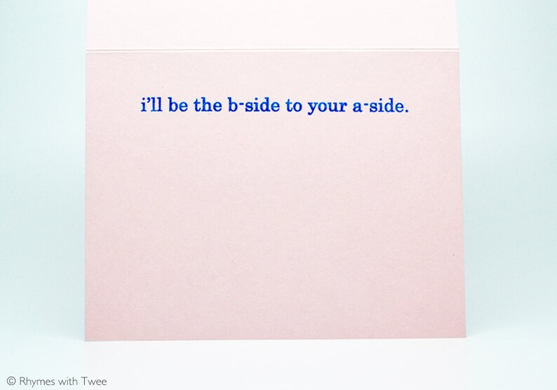 Mix Tape Love Card, Pink anniversary or valentine, I'll be the b-side to your a-side. image 3