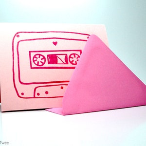 Mix Tape Love Card, Pink anniversary or valentine, I'll be the b-side to your a-side. image 2