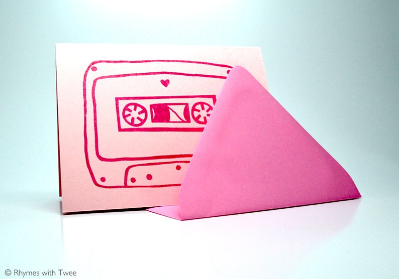 Mix Tape Love Card, Pink anniversary or valentine, I'll be the b-side to your a-side. image 2