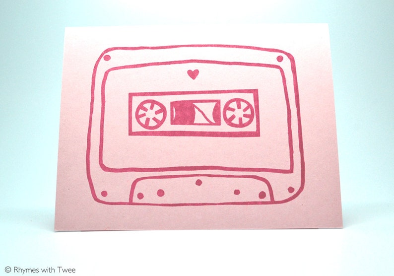 Mix Tape Love Card, Pink anniversary or valentine, I'll be the b-side to your a-side. image 1