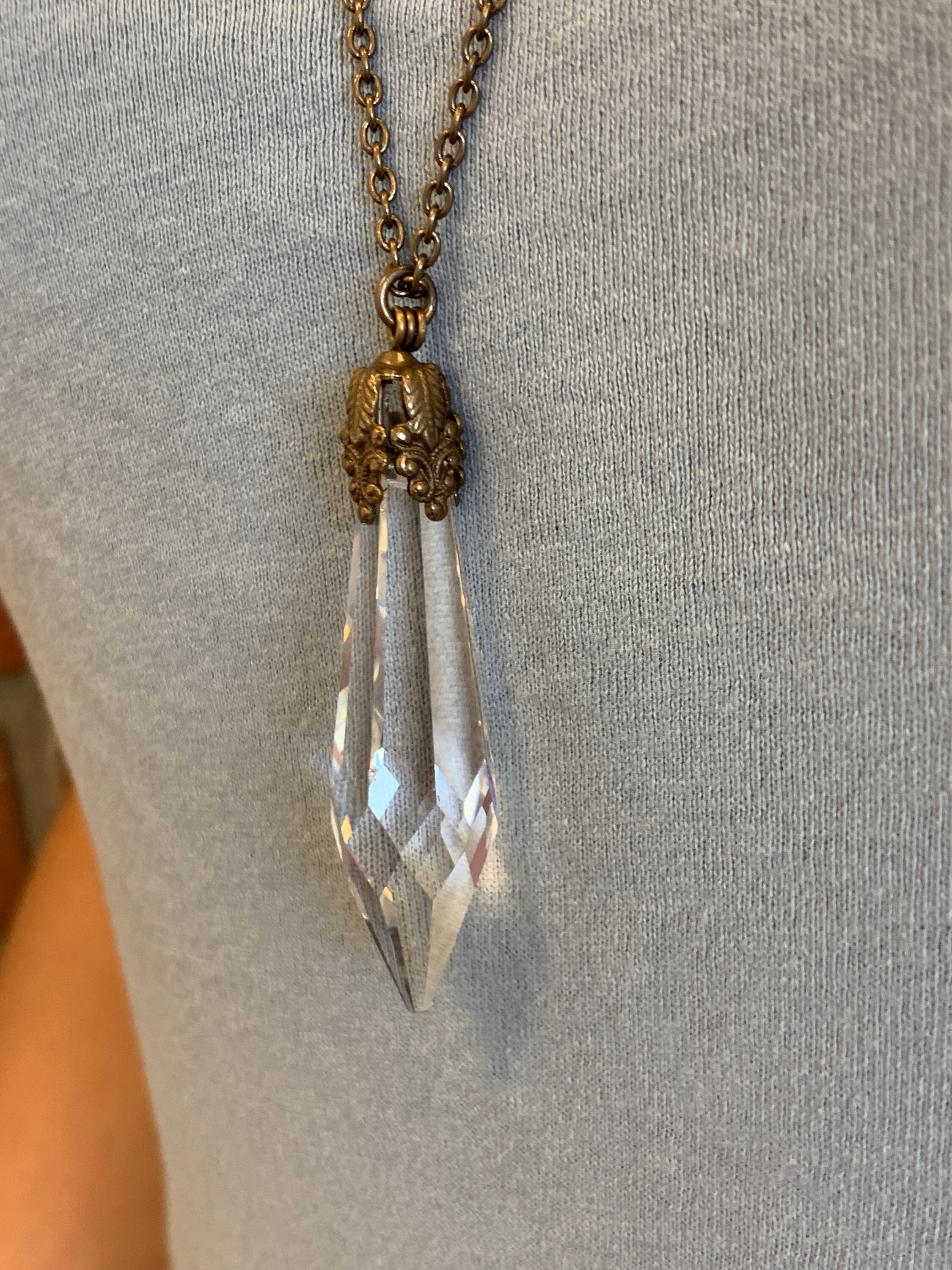 Vintaj Artisan Brass Crystal Wisteria Necklace Vintage Tooled Etsy