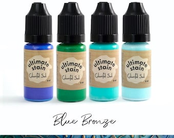 Blue Bronze Patina Kit - Instant, Non-corrosive, Permanent to Metal, Leather, Wood, Fabric, Water Clean-Up, Low Odor, USA