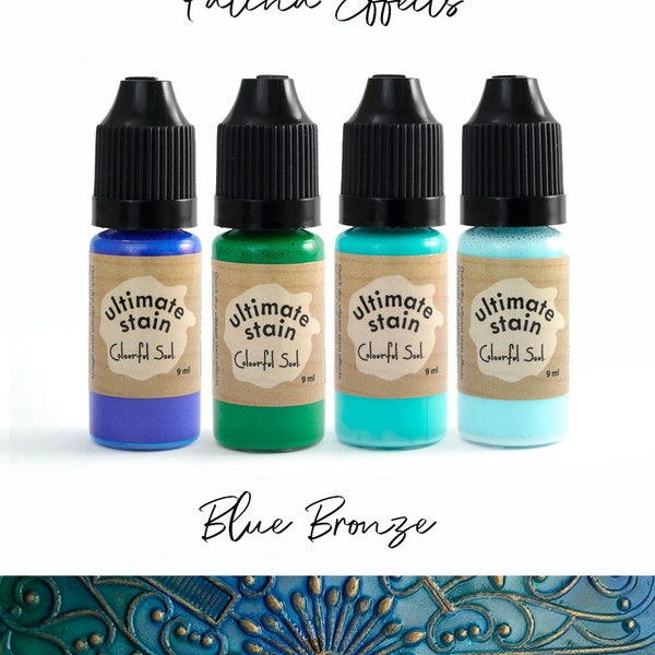 Blue Bronze Patina Kit - Instant, Non-corrosive, Permanent to Metal, Leather, Wood, Fabric, Water Clean-Up, Low Odor, USA