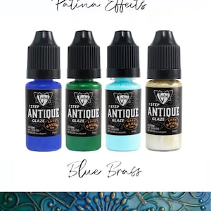 BLUE BRASS - Antique Patina Effects Kit - Permanent Multi-Surface Glaze