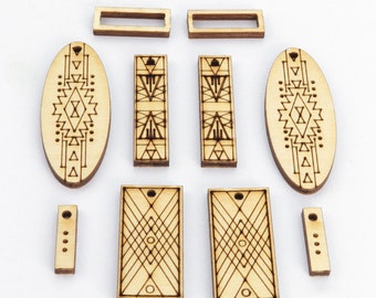Birch Wood Jewelry Pop-outs To Paint & Stain - Jewelry Charms, Gift Tags, Zipper Pulls, Backpack Charms, Phone Charms, Magnets - REF CSJP050